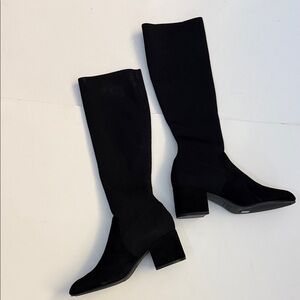 EILEEN FISHER Most Tall Block Heel Stetch Suede Knit Boot